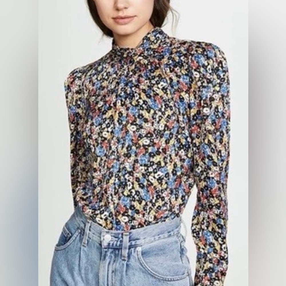 Sz 4 Veronica Beard Floral Silk Blouse